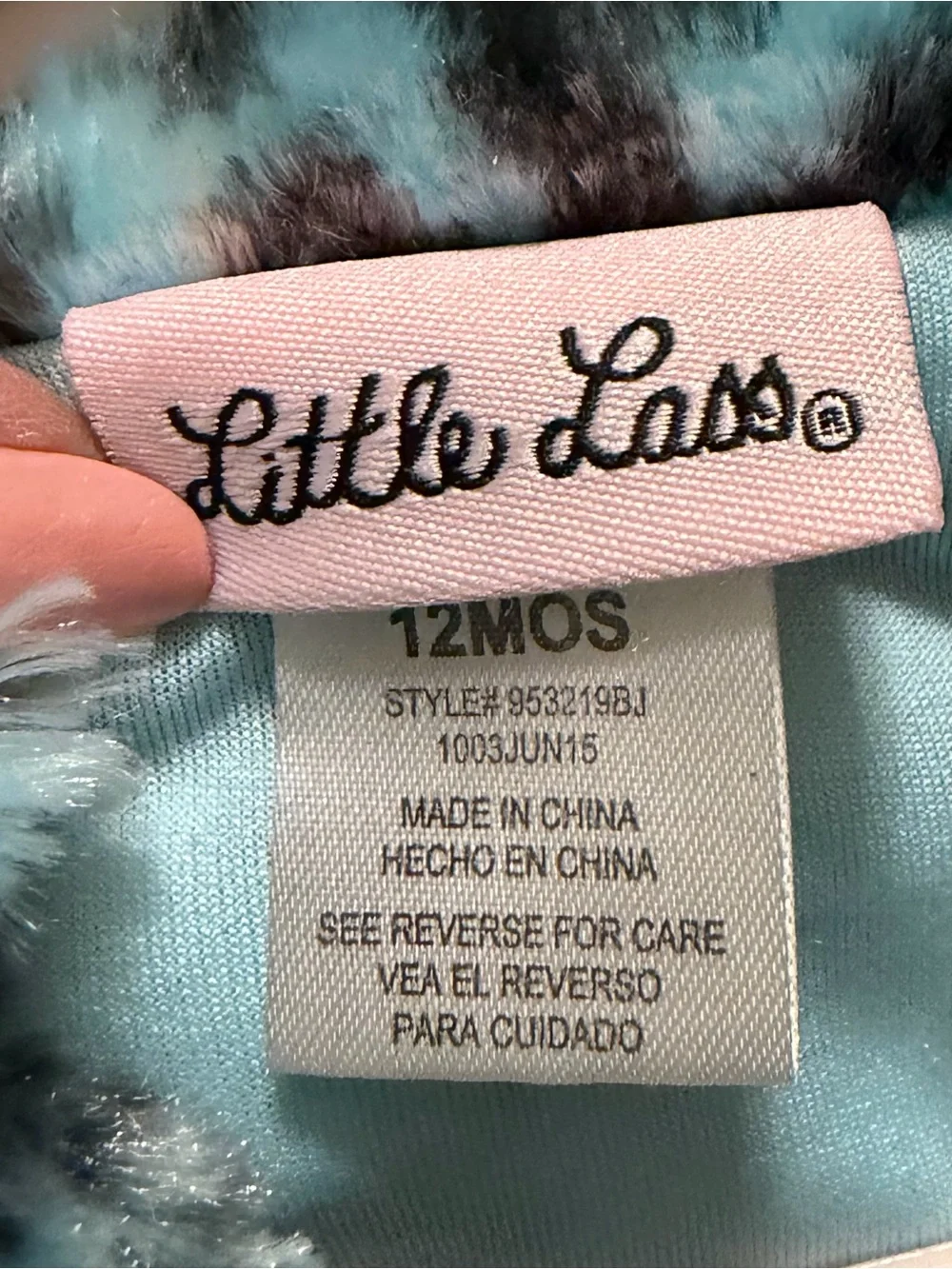 Little Lass Aqua and Black Faux-Fur Leopard Toddler Pea Coat